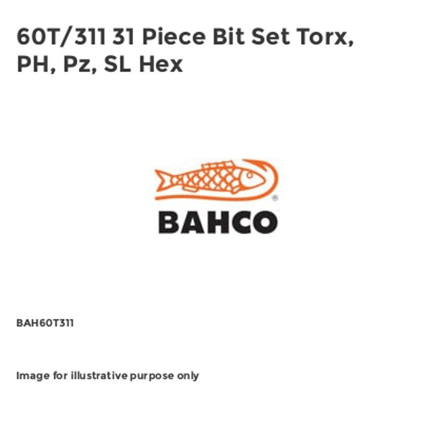 60T/311 31 Piece Bit Set Torx, PH, Pz, SL Hex