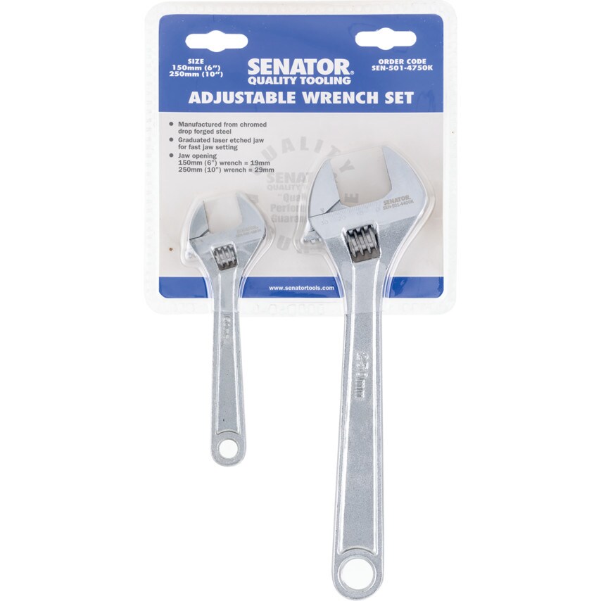 6"/10" Chromed Drop Forged Adjustable Spanner Set