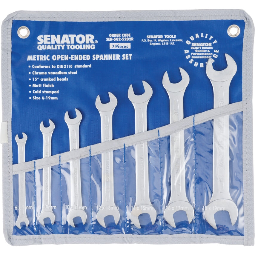 6-19mm CH/V Open Ended Spanner Set - 7 Pieces