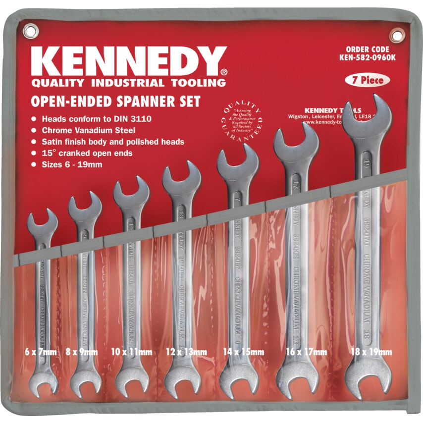 6-19mm CV Open End Spanner Set 7 Piece