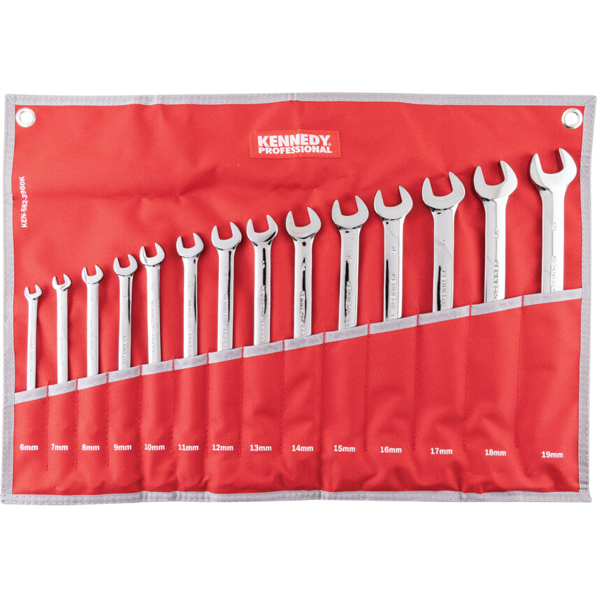 6-19mm Professional Combination Spanner Set 14 Piece
