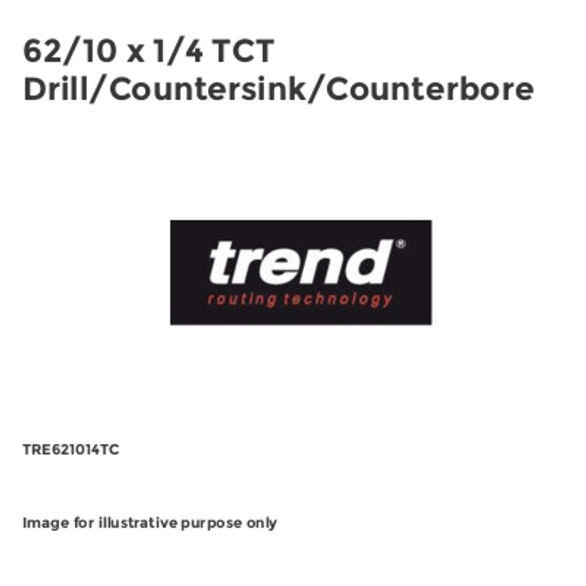 62/10 x 1/4 TCT Drill/Countersink/Counterbore TRE621014TC