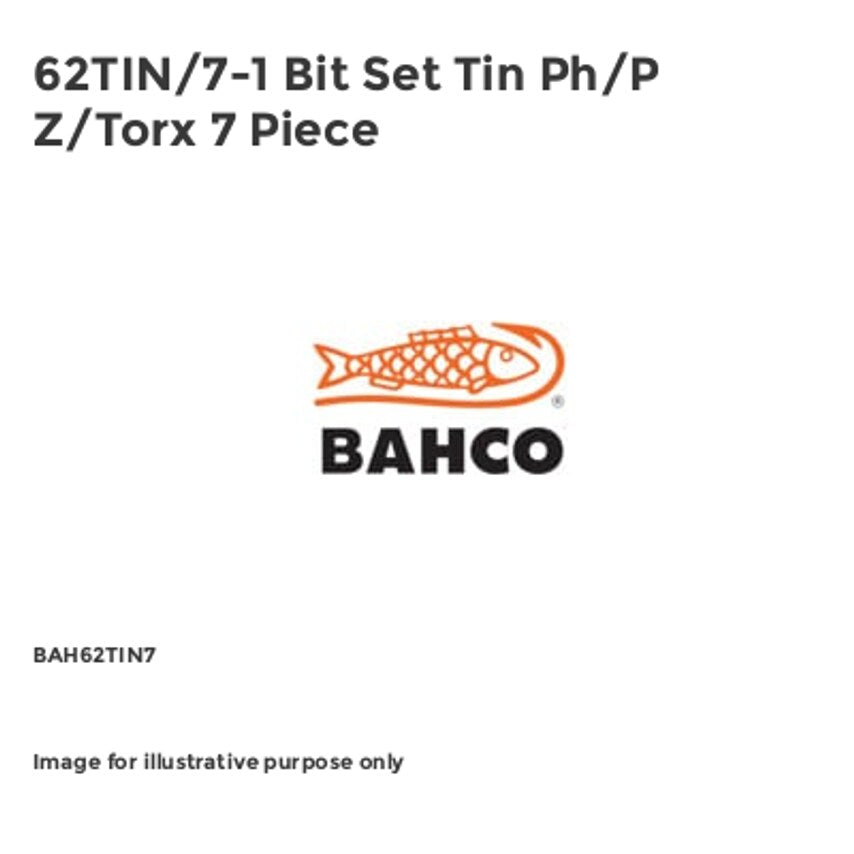 62TIN/7-1 Bit Set Tin Ph/P Z/Torx 7 Piece BAH62TIN7