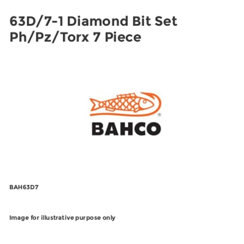 63D/7-1 Diamond Bit Set Ph/Pz/Torx 7 Piece BAH63D7