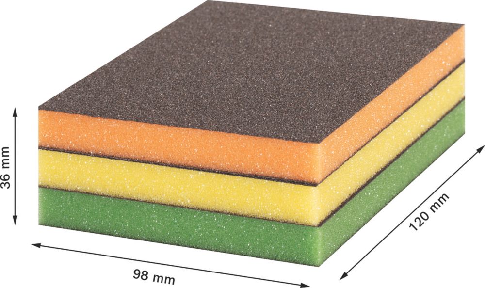 Bosch Expert Superfine/Fine/Medium Grit Multi-Material Hand Sanding Sponges 120mm x 98mm 3 Pack