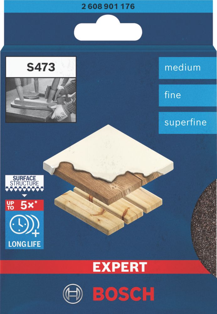 Bosch Expert Superfine/Fine/Medium Grit Multi-Material Hand Sanding Sponges 120mm x 98mm 3 Pack