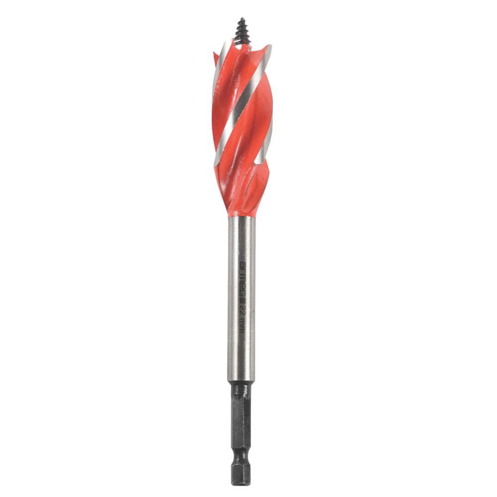 Armeg Wood Beaver Hex Shank 4-Flute Auger Wood Drill Bit 22mm x 165mm