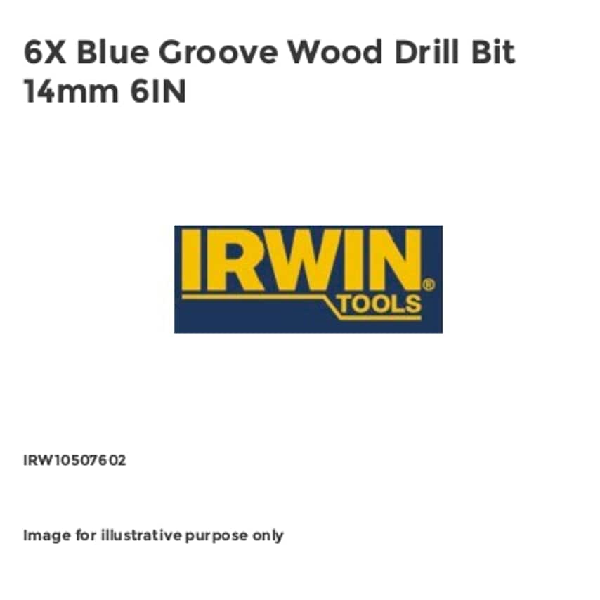 6X Blue Groove Wood Drill Bit 14mm 6IN IRW10507602