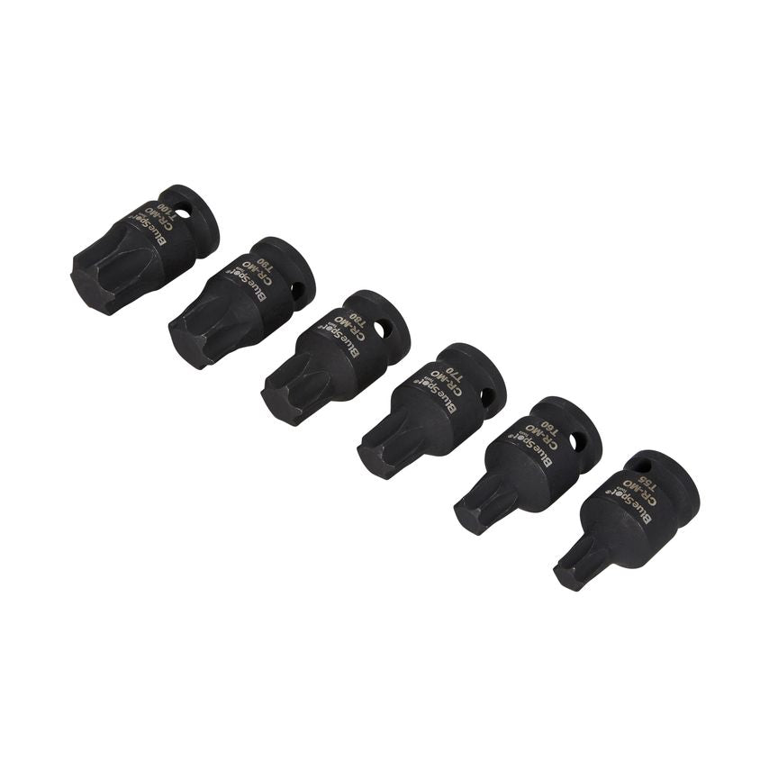 6 Pce 1/2" Impact TORX Bits T55-T100