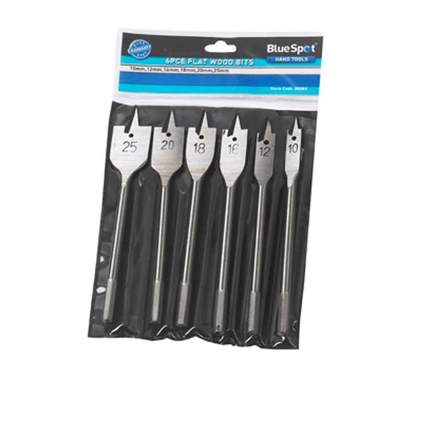 6 Piece Flat Wood Bit Set (10-25mm)