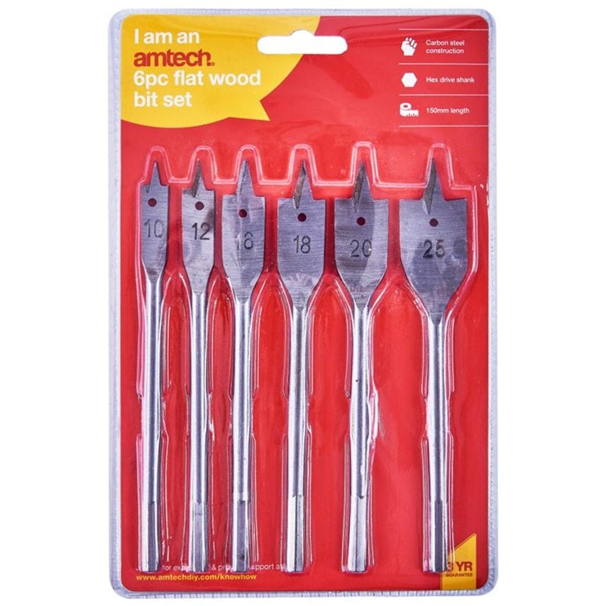 6 Piece Metric Flat Wood Bit Set