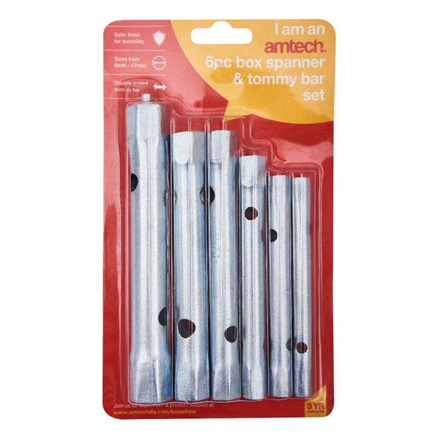 6 Piece Tubular Box Spanner Set with Tommy Bar