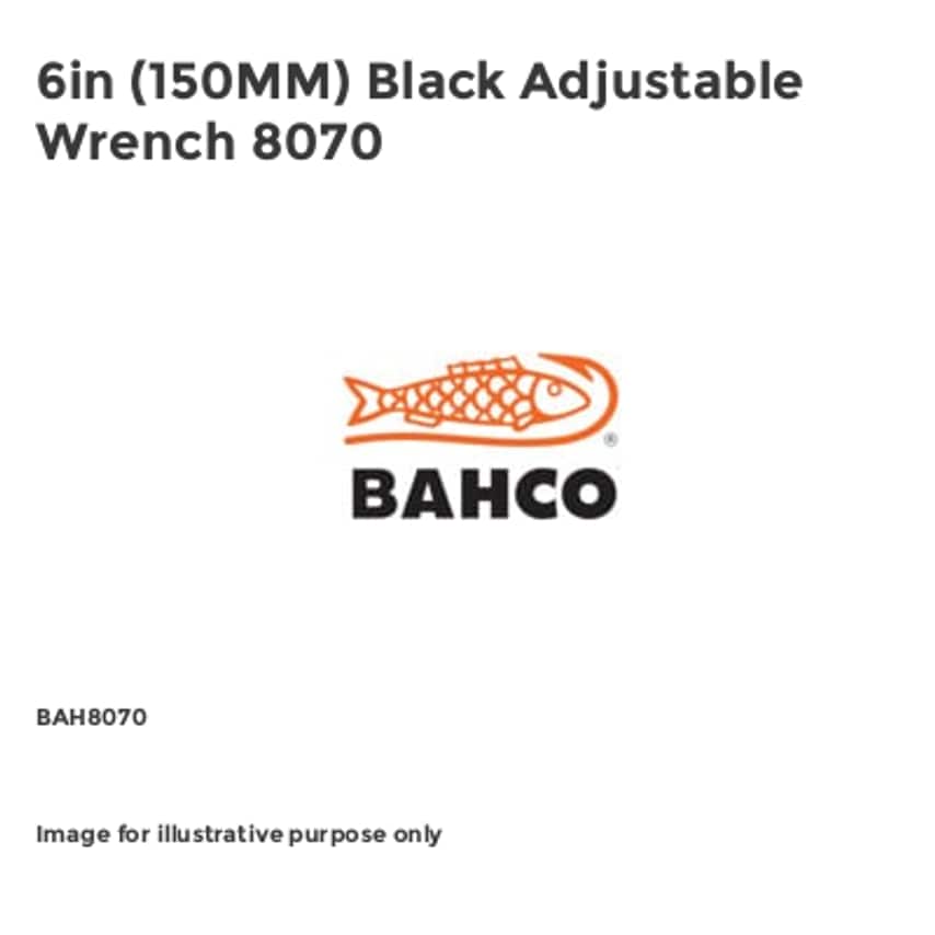 6in (150MM) Black Adjustable Wrench 8070 BAH8070