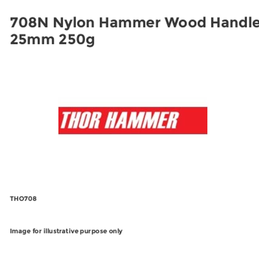 708N Nylon Hammer Wood Handle 25mm 250g THO708