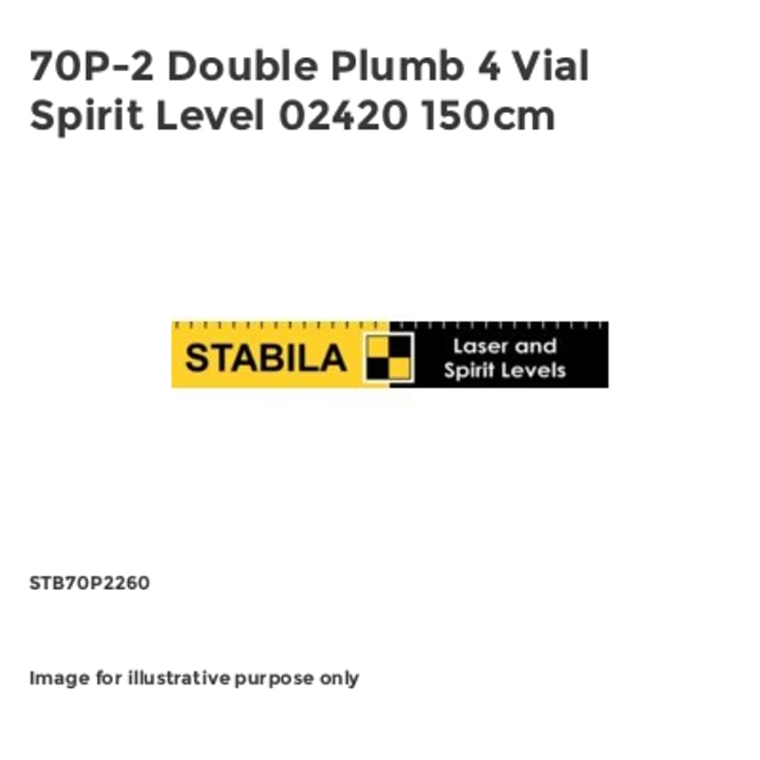 70P-2 Double Plumb 4 Vial Spirit Level 02420 150cm STB70P2260