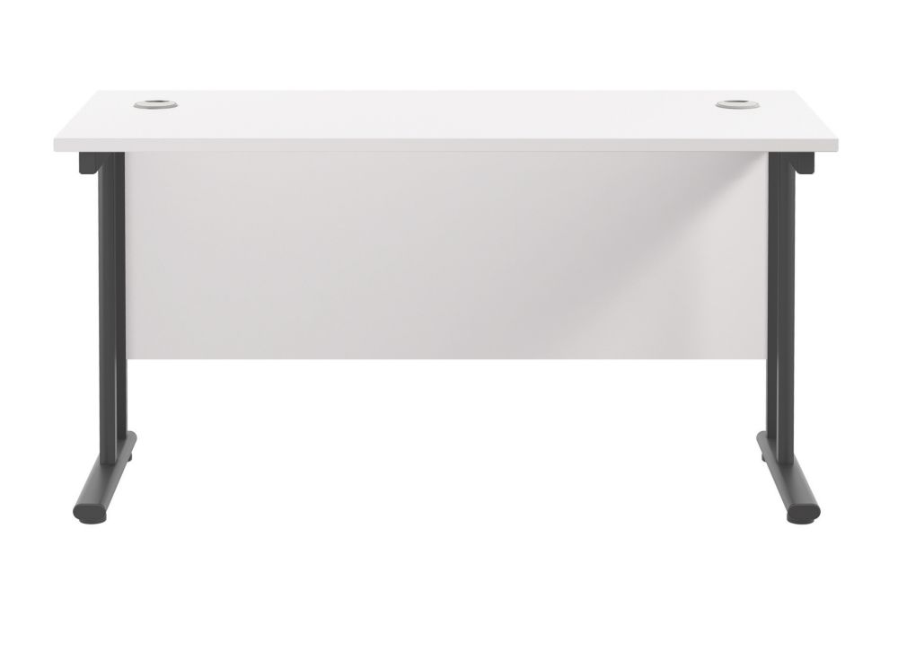 TC Group Aztec Twin Upright Rectangular Office Desk White/Black 1400mm x 600mm