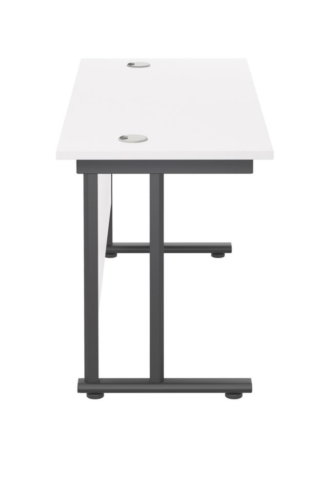 TC Group Aztec Twin Upright Rectangular Office Desk White/Black 1400mm x 600mm