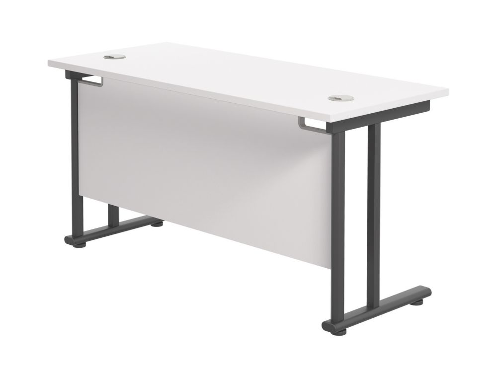 TC Group Aztec Twin Upright Rectangular Office Desk White/Black 1400mm x 600mm