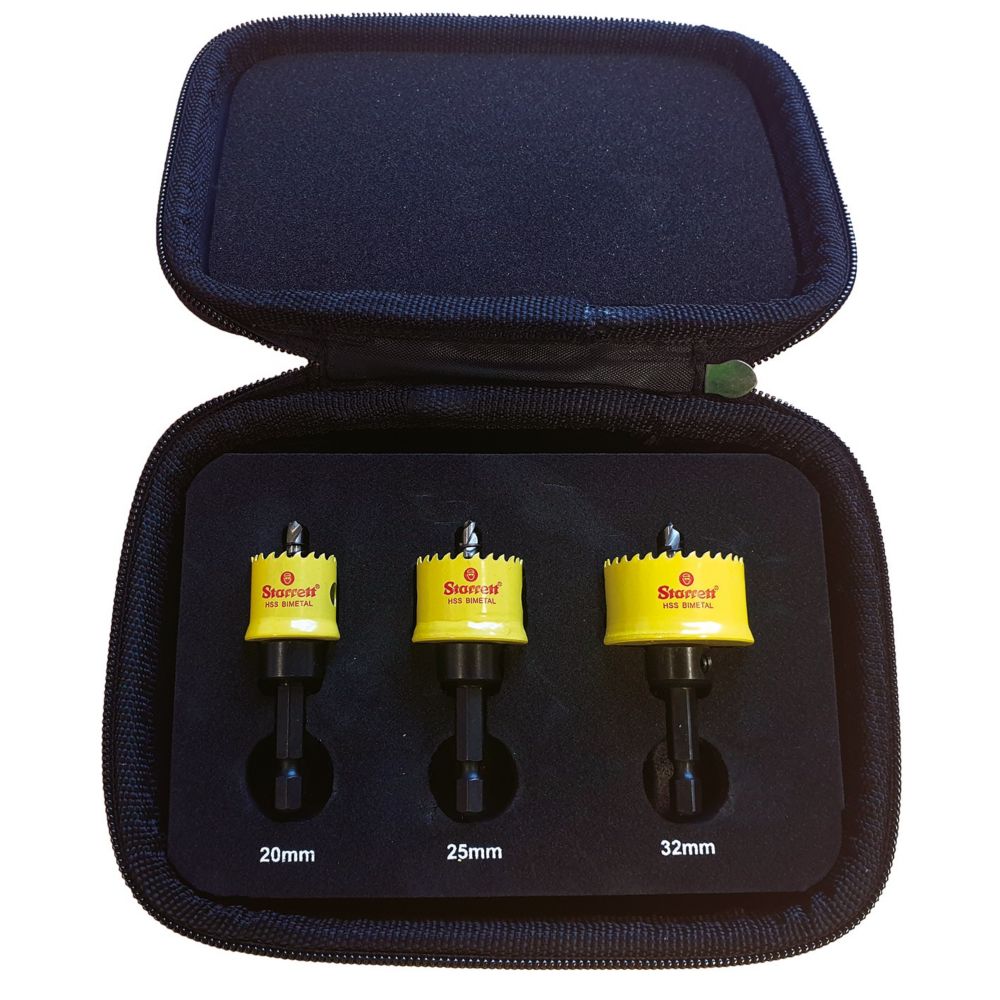Starrett KCS03001 3-Saw Multi-Material Electricians Cordless Smooth Cutting Holesaw Set
