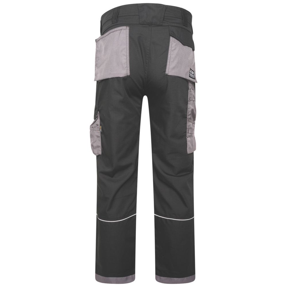 JCB Trade Plus Rip-Stop Work Trousers Black / Grey 36" W 32" L