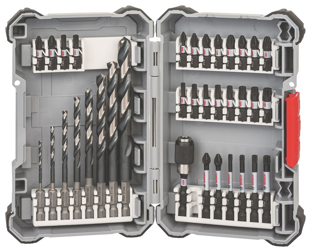 Bosch Pick & Click Metal Impact Control Screwdriver & HSS Drill Bits 35 Piece Set