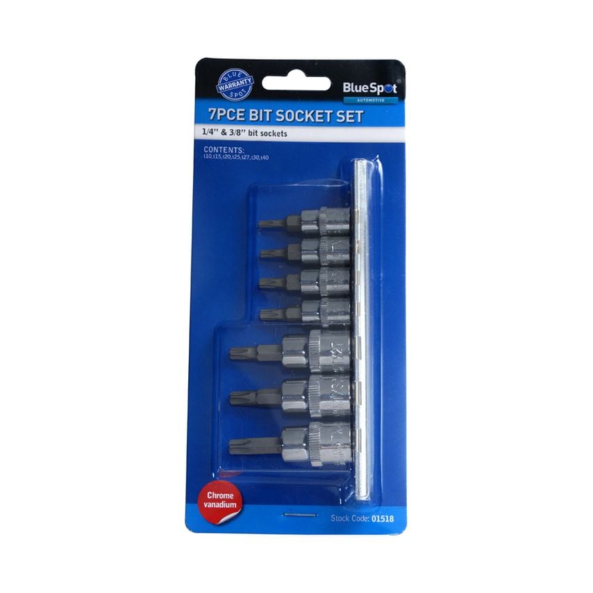 7 Piece 1/4" (T10-T25) & 3/8" Torx Socket Set (T27-T40)
