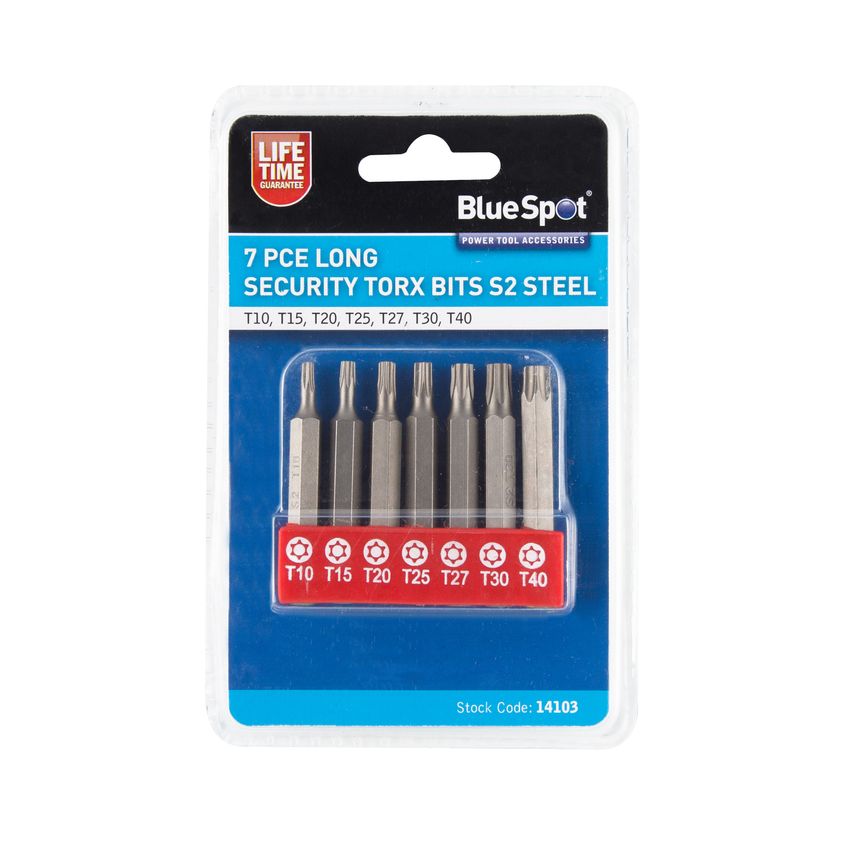 7 Piece Long Security TORX Bits