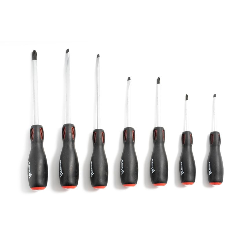 7pcs Philips/Slotted Impact Screwdriver Set Magnetic Tip Mounted Entire Handle