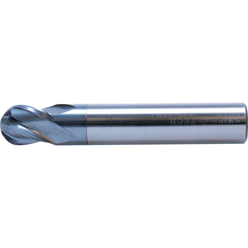 8.00MM Carbide 4 Flute Plain Shank Short Series Ball Nosed End Mills - TiCN Coated