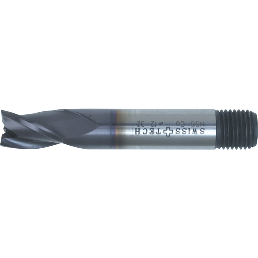 8.00MM HSS-Co 8% 3 Flute Threaded Shank Short Series Slot Drills - TiAlN Coated