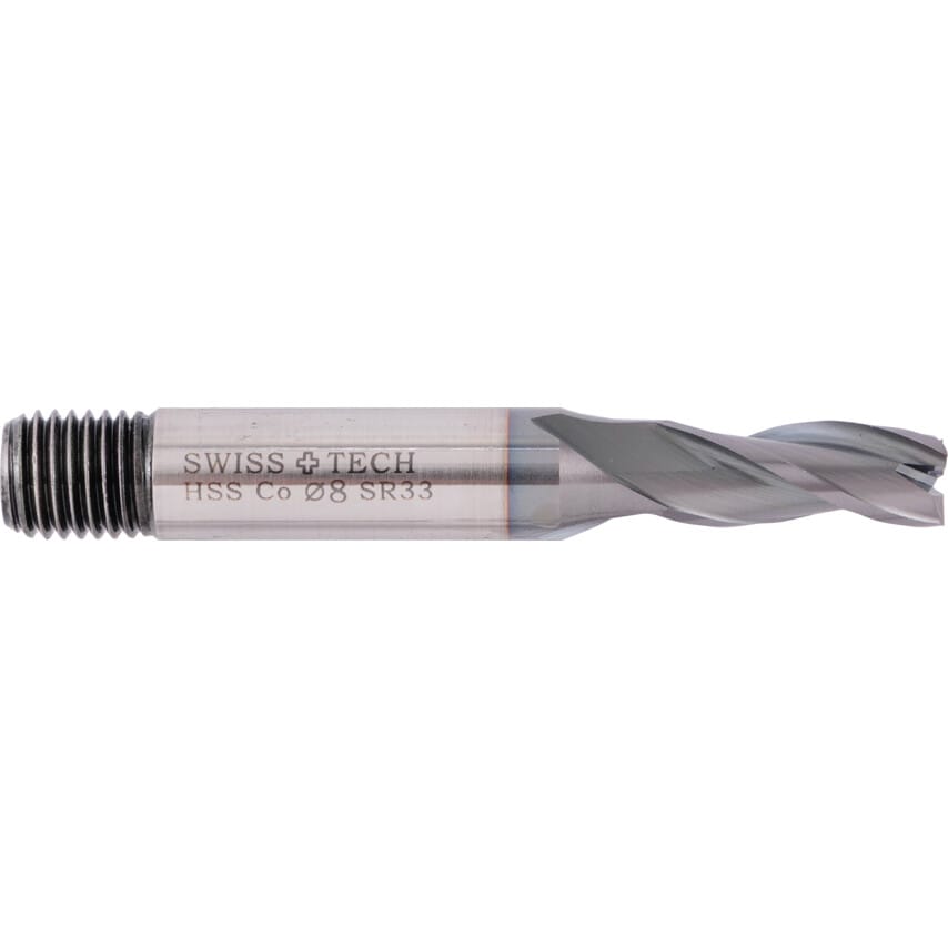 8.00MM HSS-Co 8% 3 Flute Threaded Shank Slot Drills - TiCN Coated
