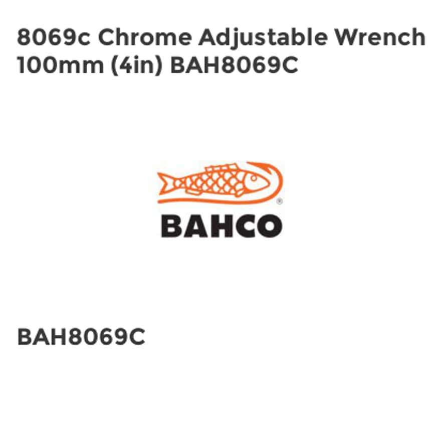 8069c Chrome Adjustable Wrench 100mm (4in) BAH8069C