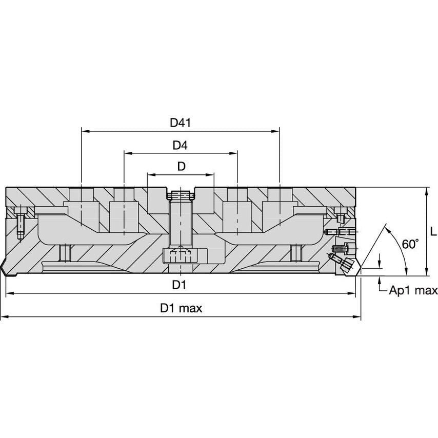 80A62RF60HN09CA2 Hexacut 60 Shell Mill D=80 Z=6+2