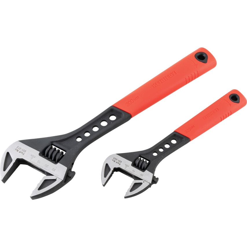 8"/12" Soft Grip Phosphate Finish Adjustable Wrench Set