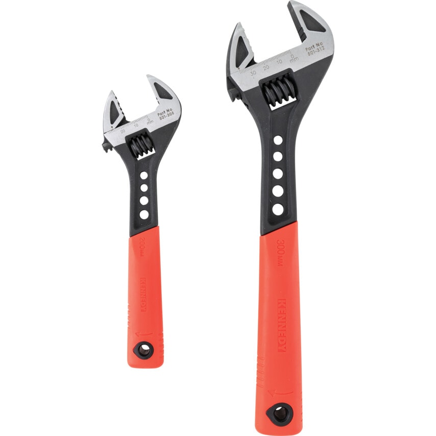 8"/12" Soft Grip Phosphate Finish Adjustable Wrench Set