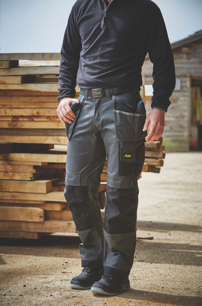 Snickers 3212 Duratwill 3212 Holster Pocket Trousers Grey / Black 33" W 32" L