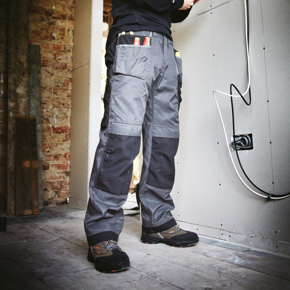 Snickers 3212 Duratwill 3212 Holster Pocket Trousers Grey / Black 33" W 32" L