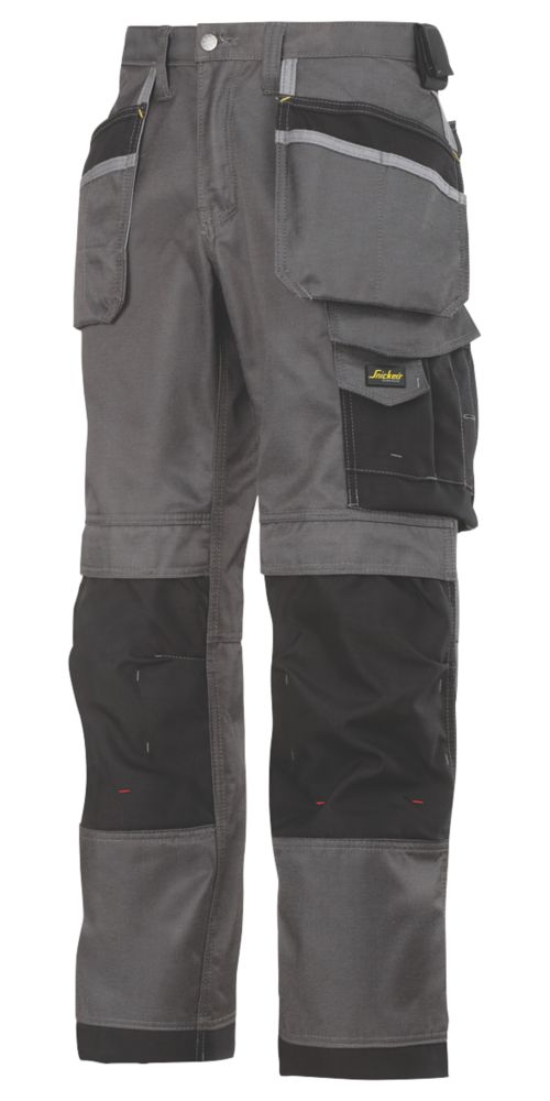 Snickers 3212 Duratwill 3212 Holster Pocket Trousers Grey / Black 33" W 32" L