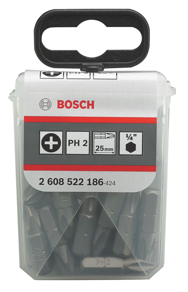 Bosch  1/4" 25mm Hex Shank PH2 Screwdriver Bits 25 Pack
