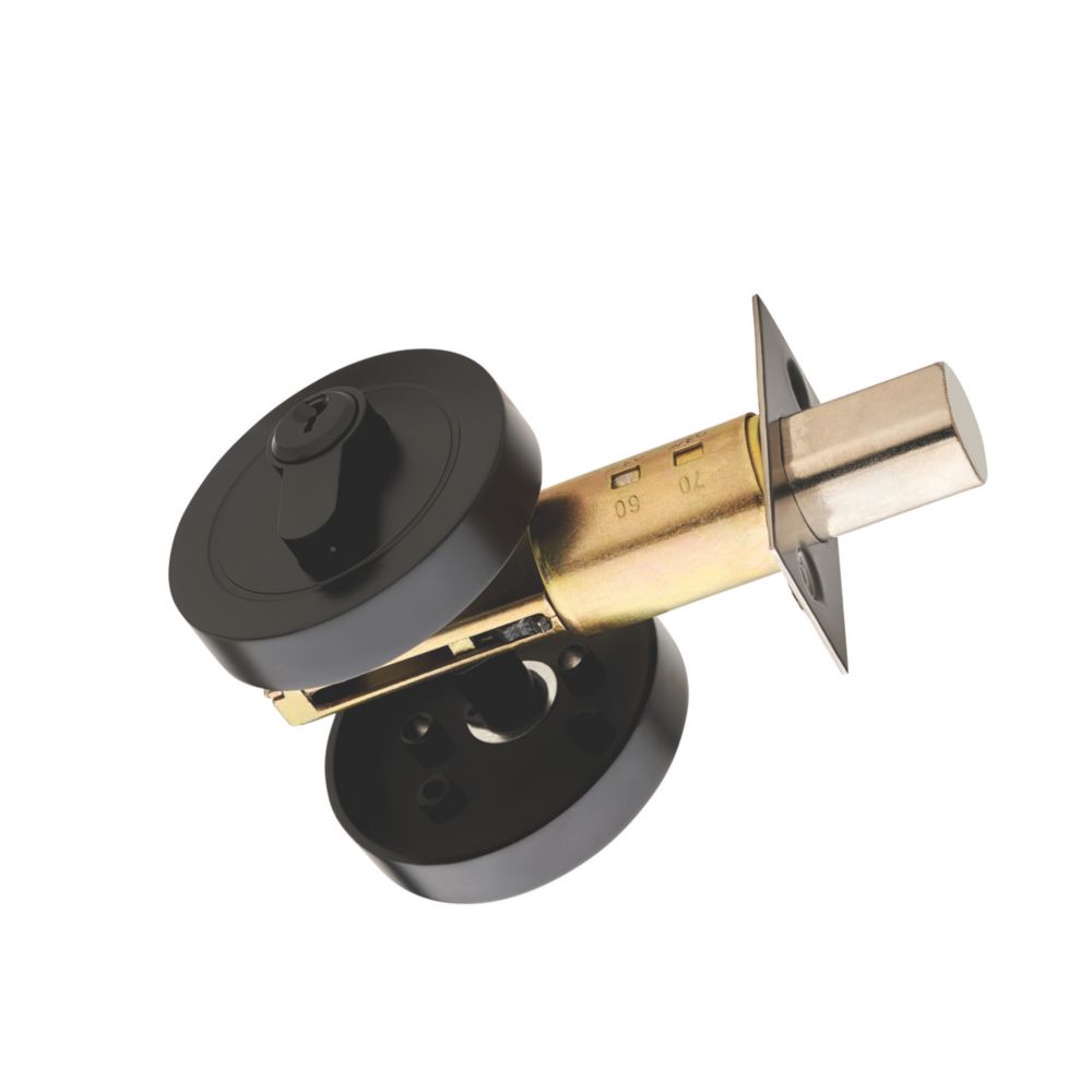 Security Solutions 1 Lever Matt Black Euro Locking Deadbolt Thumbturn Set 82mm Case - 60mm Backset