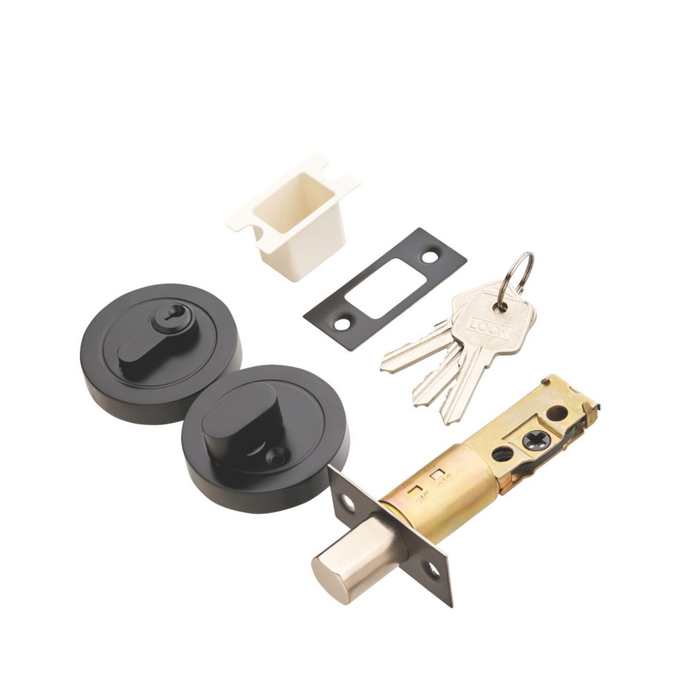 Security Solutions 1 Lever Matt Black Euro Locking Deadbolt Thumbturn Set 82mm Case - 60mm Backset