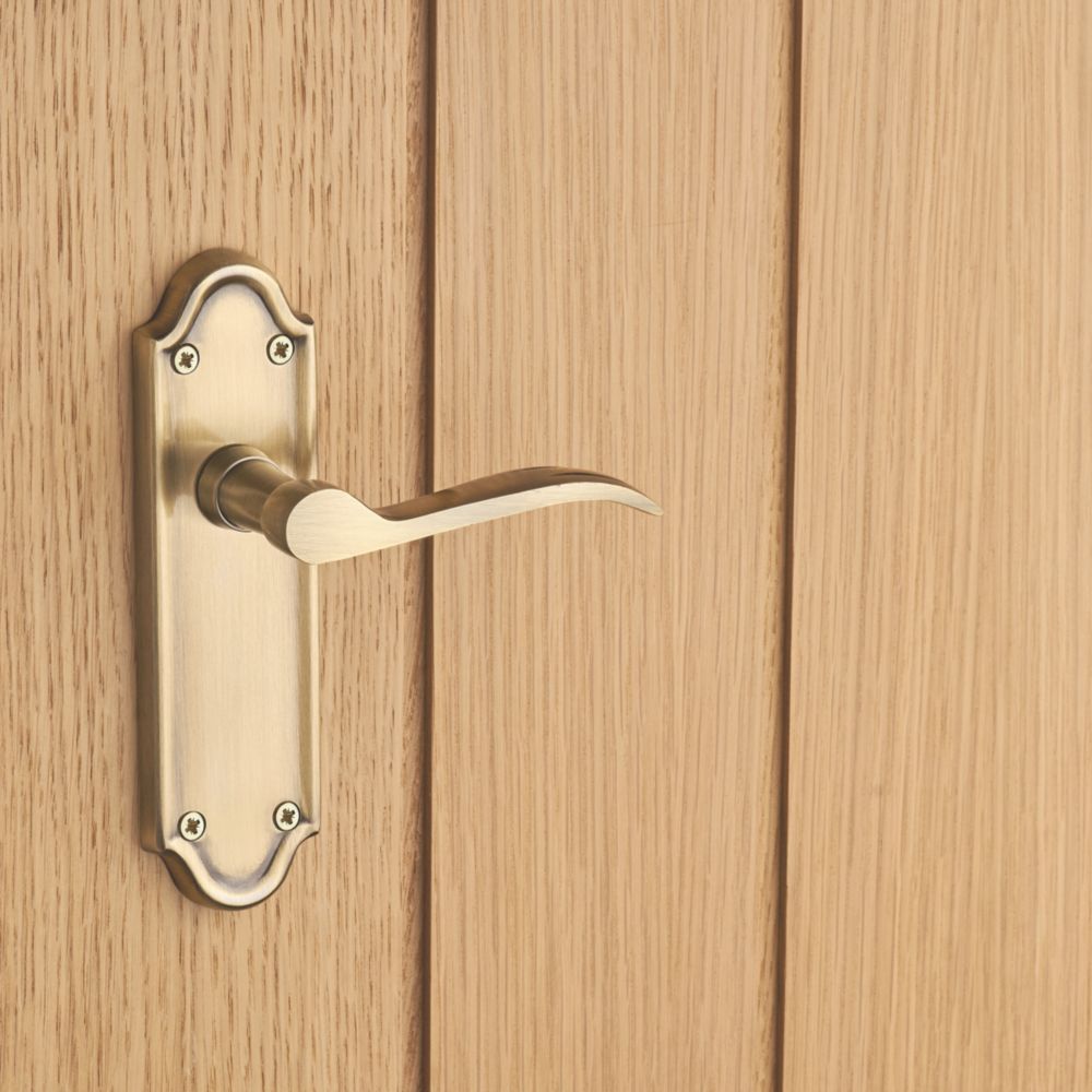 Designer Levers Kennington Fire Rated Latch Lever Door Handle Pair Antique Brass