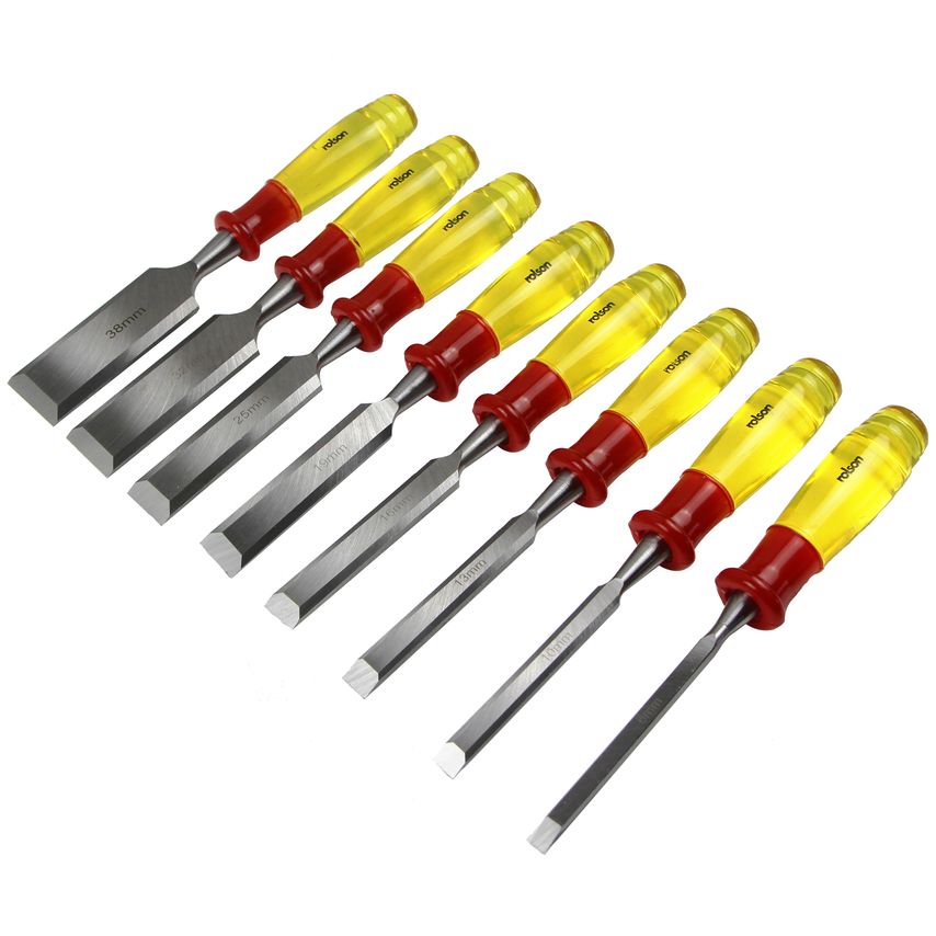 8-Piece Wood Chisel Set Clear Handle