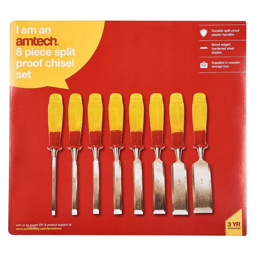 8 Piece Split Proof Chisel Set In Wooden Box