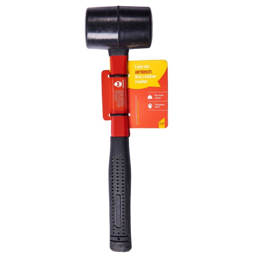 8oz (225g) Black Rubber Mallet with Fibreglass Shaft