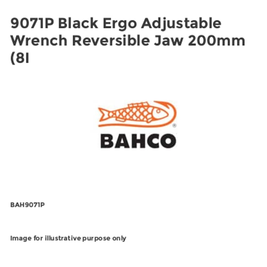 9071P Black Ergo Adjustable Wrench Reversible Jaw 200mm (8I BAH9071P