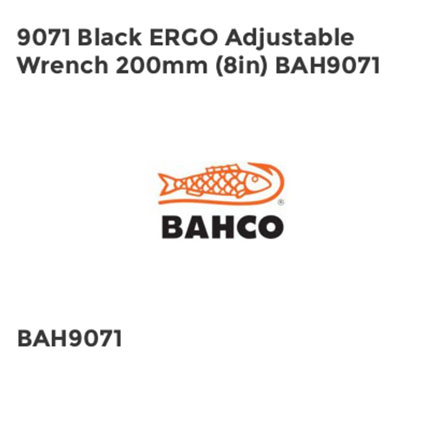 9071 Black ERGO Adjustable Wrench 200mm (8in) BAH9071