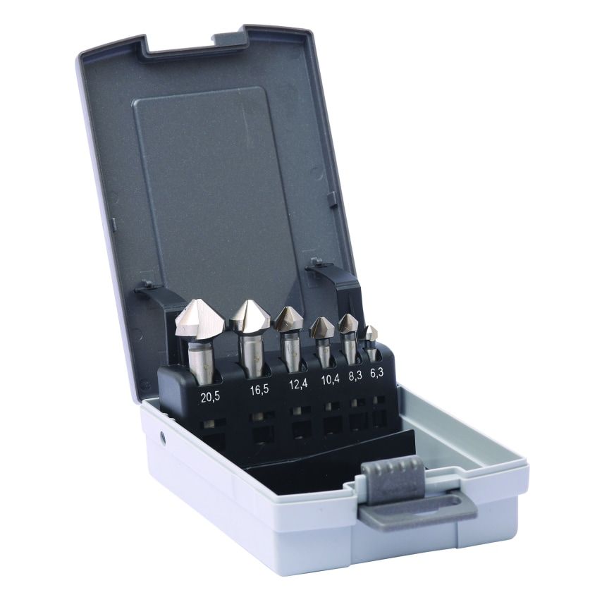 90 Degree 3 Fluted Countersink 6 Piece Set