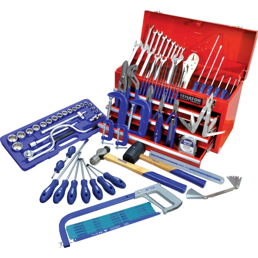 90 Piece Workshop Engineer Tool Kit In Top Tool Chest