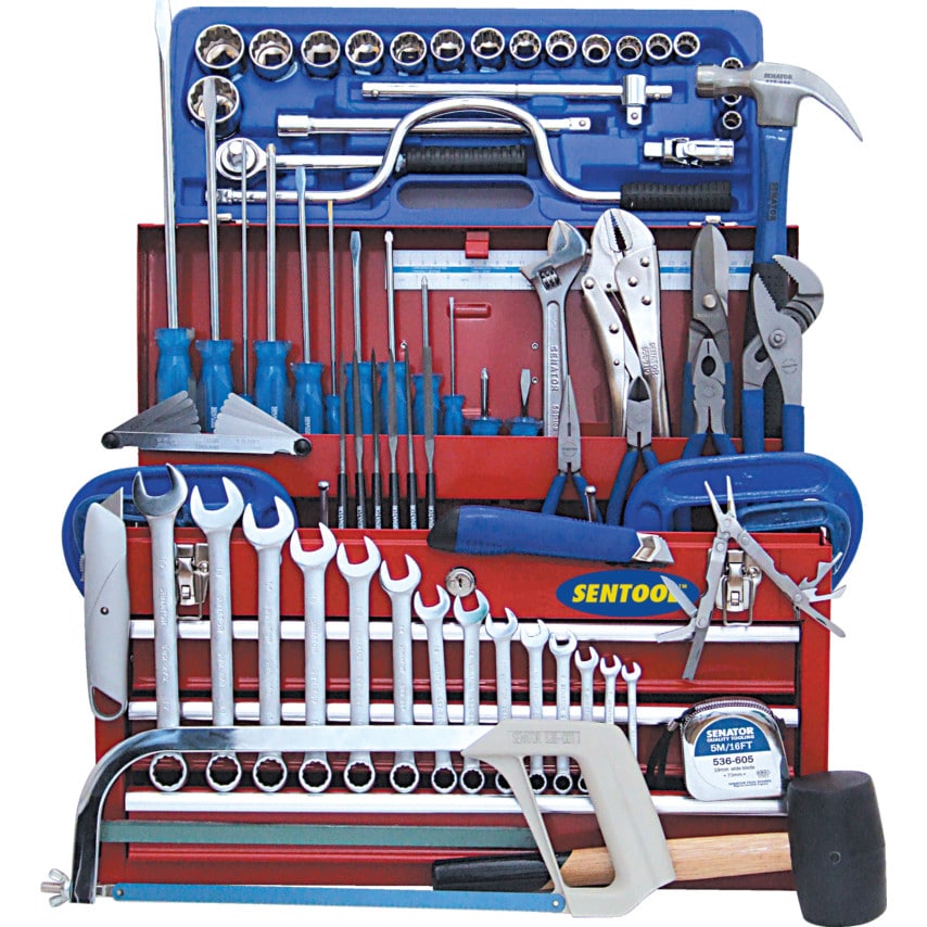 90 Piece Workshop Engineer Tool Kit In Top Tool Chest